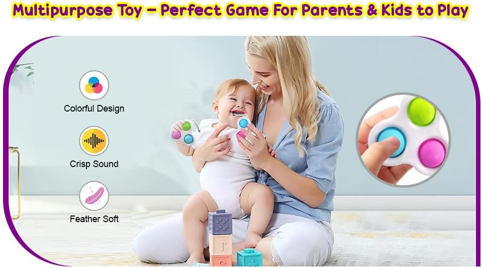 Simple Dimple Fimget Toy Pack 6PCS צעצועים חושיים מוגדרים עם פגז קשה זה | צעצועים מיוחדים של בועות בועה וספינר